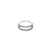 (W) Pandora Signature Logo & Pave Double Band Ring Sterling Silver Clear