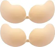 [ULITIQ] Adhesive Bra Push Up, Strapless Bra, Push Up Adhesive Bra Pads Backless, Adhesive Bra for Large Bust, Small Breasts Go Braless, Sticky Bra Invisible Self-Adhesive Bra 2 Pairs, 2 Pairs