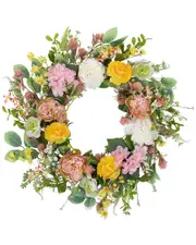 Northlight Rose & Hydrangea Floral Spring Wreath
