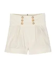 decorative button-detailing pleated shorts 13 White