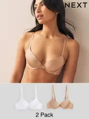 White/Praline Nude Push Up Pad Plunge Smoothing T-Shirt Bras 2 Pack A-E (515071) | $49
