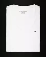 NWT TOMMY HILFIGER Women's SS V Neck Flag Logo Classic Fit T-Shirt Tee