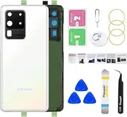 Phoupair Back Glass Replacement Compatible with Samsung Galaxy S20 Ultra 5G with Professional Repair Kit and Installation Instruction (Cloud White)