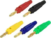 uxcell 5 Pcs 4mm Banana Plugs, 20A 9.5mm OD 53.8mm Length Speaker Wire Cable Plug Connectors, Banana Jack Connector for Speaker Wire Audio Cable, 5 Colors