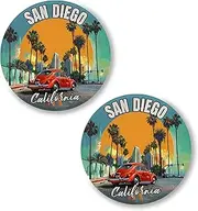 [No Thorns Media] San Diego California 1 2 Pack Pinback Buttons 2.25" Fun Pins for Clothes, Backpacks, Hats, and Jackets - Cartoon, Retro, and Punk Style Lapel Badges, Slogans, and Party Pins ID45000, Metal, no
