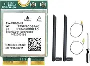MT7925 WiFi 7 Card+2xAntennas 5400Mbps M.2 Triple Band 2.4G/5G/6G BT5.3 WiFi Card Adapter for Win10/Win11 Linux