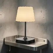 Webcem Shower Table Lamp IP65 Waterproof, 8000mAh Cordless Rechargeable Battery Operated Bedside Lamp, 3 Colors & 5 Brightness Dimmable LED Display Portable Touch Lamp for Bathroom Kitchen, Outdoor