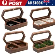 Wooden Ring Box Jewelry Storage Double Ring Display Holder Wedding Engagement