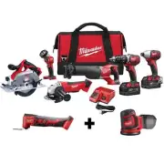 Milwaukee 6Tool Combo Kit 18V Li-Ion Cordless Multi-Tool Random Orbit Sander+Bag