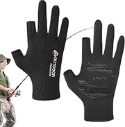 Winter Cycling Gloves, Touchscreen Gloves, UV Protection Gloves, Wind Protection Cycling Gloves, Exposed Fingers, Non-Slipable Outer Gloves for Kayak Hiking and Travel, Driving Gloves