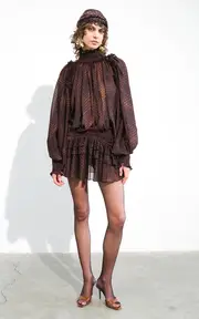 [SIEDRÉS] Serena Gathered Sheer Long Top
