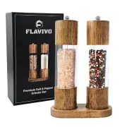 Wooden Salt and Pepper Grinder Set, Manual Premium Acrylic Salt and pepper Mi...