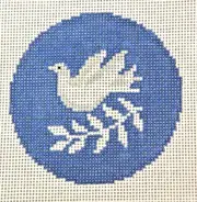 Hand-painted Needlepoint Canvas, Dove of Peace 3 1/4" Circle, 18m