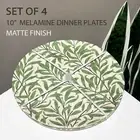 SET OF 4 - New Matte Finish 10" Melamine Dinner Plates Leaves Print
