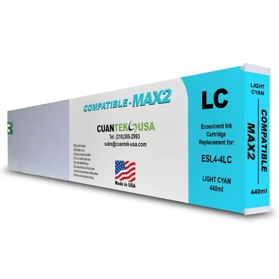Roland Ecosol MAX2 compatible LIGHT CYAN ink 440ml cartridge ESL4-4LC MADE N USA