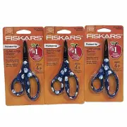 (3) Fiskars Space Planets Design Kids School Scissors Pointed Tip Safety Edge