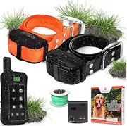 Wireless Pet Containment System w/ (1, 2 or 3) Rechargeable Waterproof Shock Collar, Safe Perimeter Electric Dog Fence Wire & Remote Dog Training – Above No Dig or Underground Wire Fence