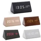 Digital Alarm Clock Wooden Table Desk Bedside LED Clock With Temperature AU