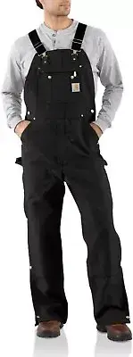 Carhartt Men's Loose Fit Firm Duck Bib Overall -BLACK - 36W-34L