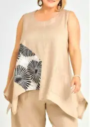 TS TAKING SHAPE PETITE plus size XL / 24 Linen Sea Gypsy Tunic breathable NWT!