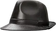 [HAMKVBPR] Men's Leather Hat Spring Autumn Winter Leather Top Hat Men's Outdoor Big Brim Hat Autumn and Winter(Brown,56cm)