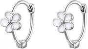 Small White Flower Hoop Earrings Cartilage Helix Earrings for Women