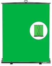 【Easy Set Up】 RAUBAY 152 x 210 CM Collapsible Green Screen Backdrop Portable Retractable Chroma Key Panel Photo Background with Stand for Video Conference, Photographic Studio, Streaming