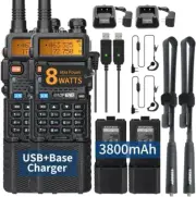 Versatile UV-5R Dual Band Radio Set with Earpiece - Ideal for Outdoor Adventures