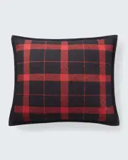Ralph Lauren Plaid Throw One Pillow Cover Oakwood Red Black Buffalo Check
