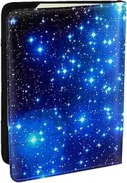 [JEJEA] Blue Shining Stars Print Travel Organizer Credit Cards Case Passport BookPassport Holder Cover Wallet forTraveling,, Black, One Size