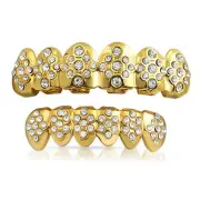 Ice Pattern Teeth Gold Grillz Combo High Quality