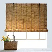 Bamboo Blinds with Lifter, Hanging Room Divider, Window Shades for Home, Roman Shade Sun Shade, Bamboo Privacy Screen, Roll Up Bamboo Shades Outdoor, Window Blinds for Window/Door/Patio Balcony