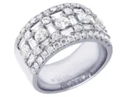 14K White Gold Real Diamond Baguette Ring Band 11.5 MM 2.5 CT