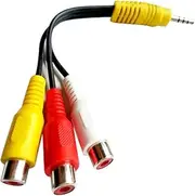 Splitter 3.5mm to 3 RCA Female Audio Video Cable Composite AV Adapter Cord for TV VCR Projector