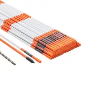 VEVOR Driveway Markers, 50 PCS 121.5 cm, 0.78 cm Diameter Orange Fiberglass Poles Snow Stakes with Reflective Tape, 30 cm Steel Drill Bit & Protection