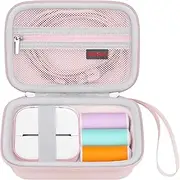 Elonbo Carrying Case for T02 Mini Printer, Compatible with Memoking/Omezizy/Memoqueen/Phomemo/Ponek T02 Portable Bluetooth Thermal Label Maker Travel Bag, Small Smart Handheld Labeler Holder,Pink