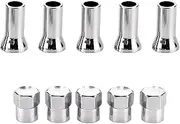5 Sets Chrome Plated Valve Stem Cover, Stainless Wheel Valve Stem Sleeve and Cap Dress Up Kit, Leak Proof Car Tire Air Valve Caps, Auto Decor Accessories for Most Vehicles (TR414AC10)
