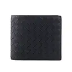 BOTTEGA VENETA 小牛皮編織對開8卡短夾(星際藍) 113993 V4651 8836