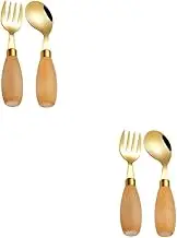 Luxshiny 4 Pcs Stainless Steel Toddler Cutlery Set Forks Spoon Comfortable to Hold Mini Forks Dessert Spoon Boys and Girls Silverware