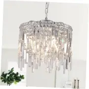 Chrome Crystal Chandelier Small Crystal Pendant Light Fixture Round -16 inches