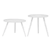 FurnitureOkay Yea Steel Outdoor Side Table Set - White