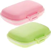 Gatuida 2pcs Portable Medicine Organizer with Compartments Lightweight PP and Silicone Storage Container Sealed Pill Case for Travel Random Color Random Color