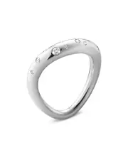 Georg Jensen Sterling Silver Offspring Diamond Wavy Ring