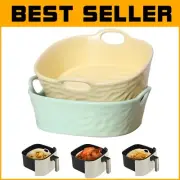 Elegant 8.5 Inch Ceramic Baking Pans - Eco-Friendly Air Fryer Liners, Set of 2