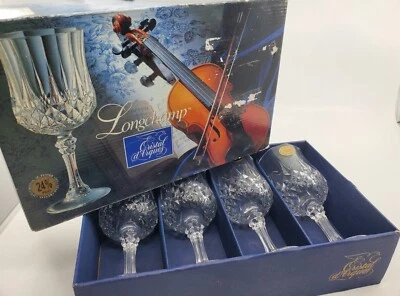 Cristal d'Arques By Longchamp 1978● 24%PbO●5 3/4Oz.Wine Glasses●Set of 4●New!