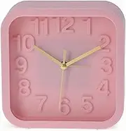 MIJOMA Analog Quartz Alarm Clock Table Clock Retro Design 13x13cm (Pink)