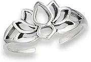 [Sac Silver] Filigree Flower Lotus Silhouette Nature .925 Sterling Silver Peace Bohemian Toe Ring Band, Sterling Silver, No Gemstone