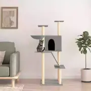 NNEVL Cat Tree with Sisal Scratching Posts Light Grey 143 cm