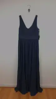 Vera Wang Dress Sz 14 Navy Blue Sleeveless Bridesmaid Gown Prom Formal Event