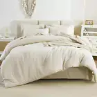 Bed in a Bag Queen Beige- 7 Pieces Queen Comforter Set Beddding Comforter Sets,